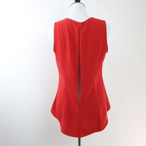 Ann Taylor Size 6 Seamed Shell High Low Top Orange 'Blazing Red' - Picture 7 of 11